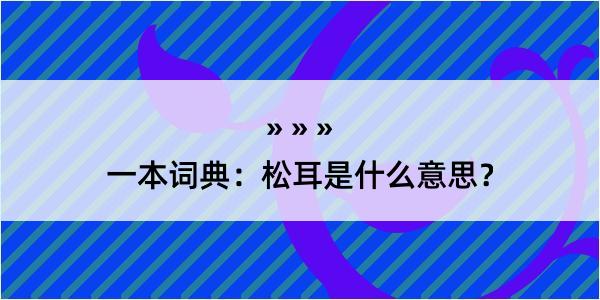 一本词典：松耳是什么意思？