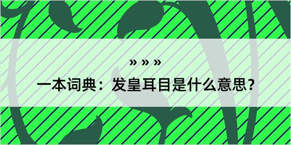 一本词典：发皇耳目是什么意思？