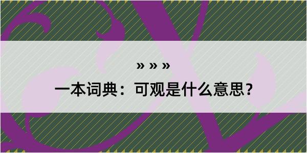 一本词典：可观是什么意思？