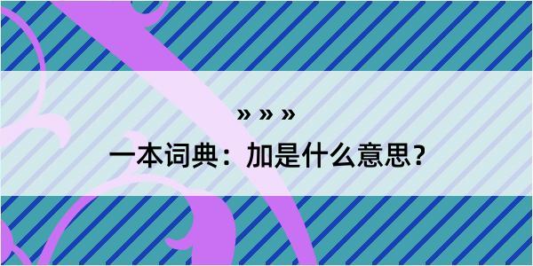 一本词典：加是什么意思？