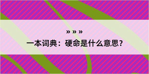 一本词典：硬命是什么意思？