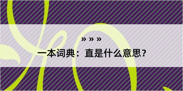 一本词典：直是什么意思？