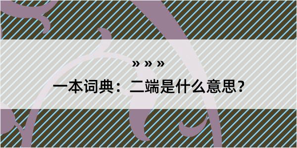 一本词典：二端是什么意思？