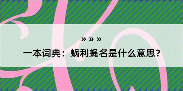 一本词典：蜗利蝇名是什么意思？