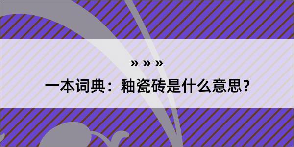 一本词典：釉瓷砖是什么意思？