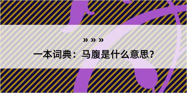 一本词典：马腹是什么意思？