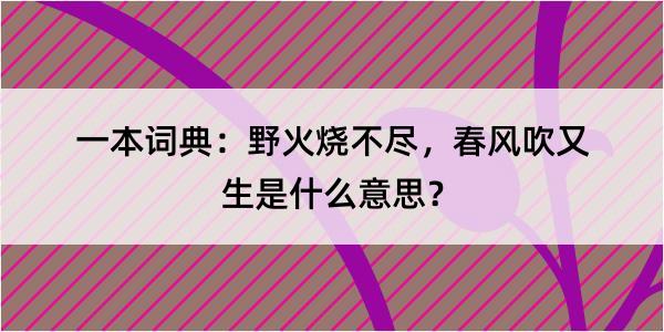 一本词典：野火烧不尽，春风吹又生是什么意思？