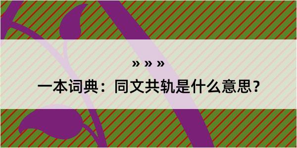 一本词典：同文共轨是什么意思？