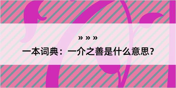 一本词典：一介之善是什么意思？