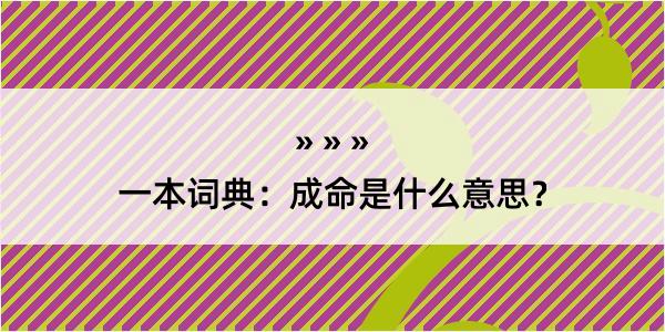 一本词典：成命是什么意思？