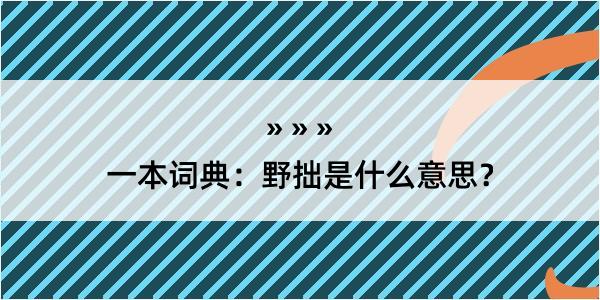 一本词典：野拙是什么意思？