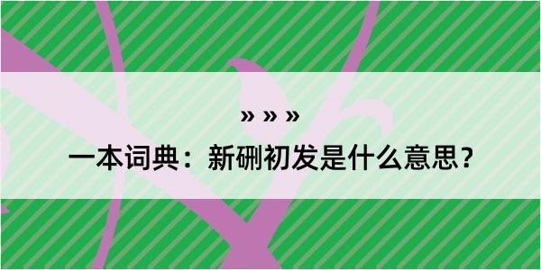 一本词典：新硎初发是什么意思？