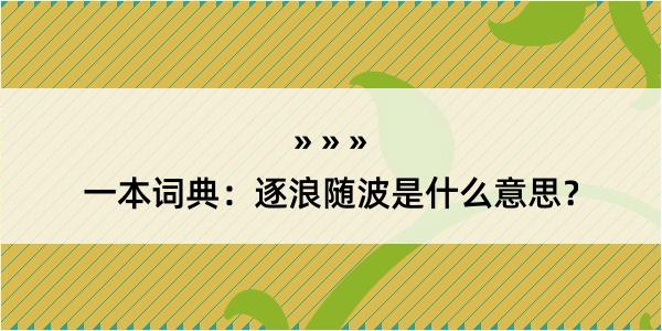 一本词典：逐浪随波是什么意思？