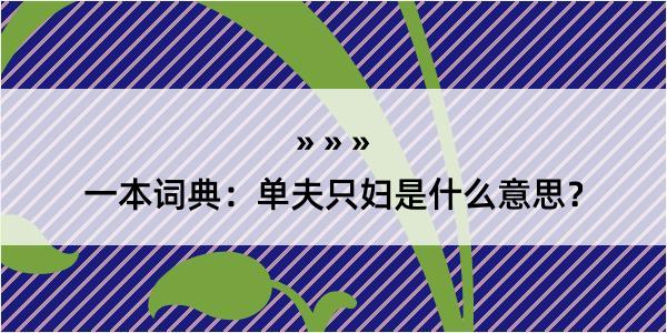 一本词典：单夫只妇是什么意思？