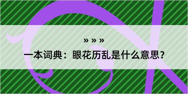 一本词典：眼花历乱是什么意思？