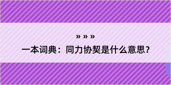 一本词典：同力协契是什么意思？