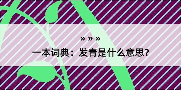 一本词典：发青是什么意思？