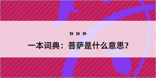 一本词典：菩萨是什么意思？