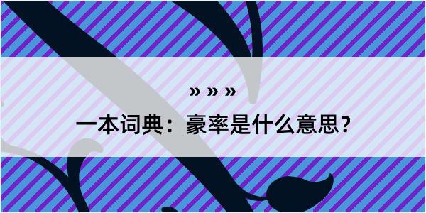 一本词典：豪率是什么意思？