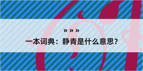 一本词典：静青是什么意思？