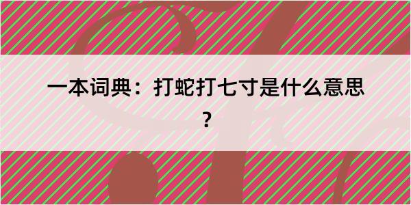 一本词典：打蛇打七寸是什么意思？