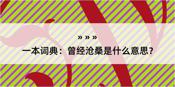 一本词典：曾经沧桑是什么意思？