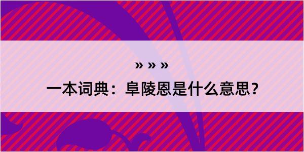 一本词典：阜陵恩是什么意思？