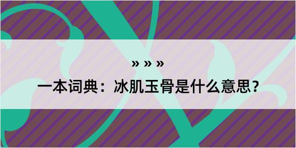 一本词典：冰肌玉骨是什么意思？