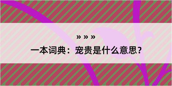 一本词典：宠贵是什么意思？