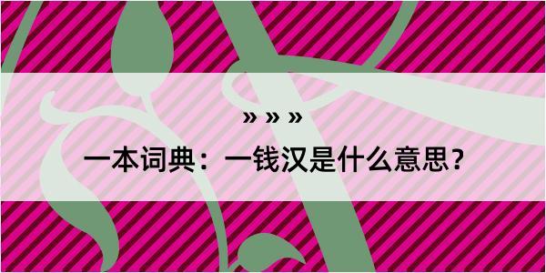 一本词典：一钱汉是什么意思？