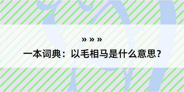 一本词典：以毛相马是什么意思？