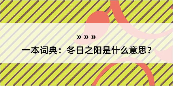 一本词典：冬日之阳是什么意思？