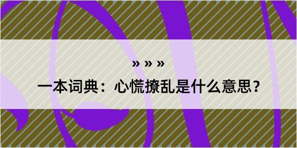 一本词典：心慌撩乱是什么意思？