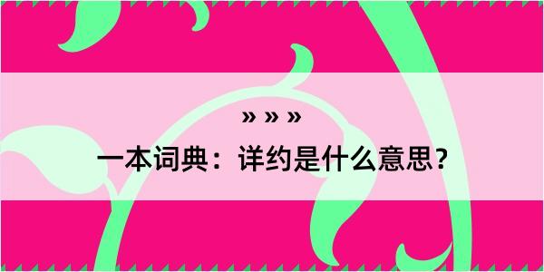 一本词典：详约是什么意思？