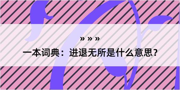 一本词典：进退无所是什么意思？