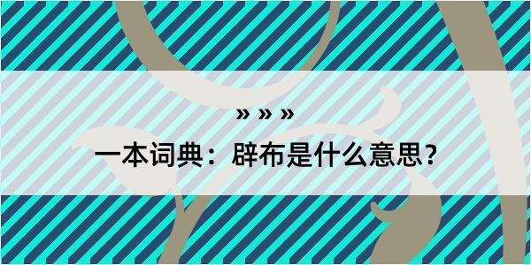 一本词典：辟布是什么意思？