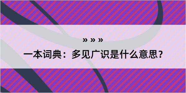 一本词典：多见广识是什么意思？