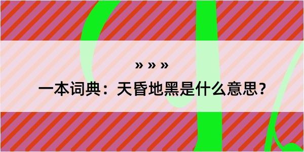 一本词典：天昏地黑是什么意思？