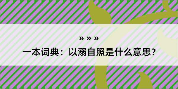 一本词典：以溺自照是什么意思？