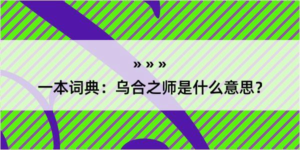 一本词典：乌合之师是什么意思？