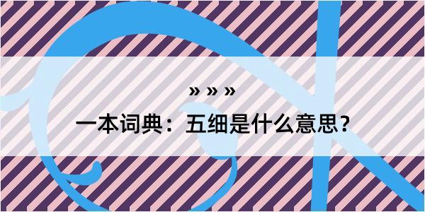 一本词典：五细是什么意思？