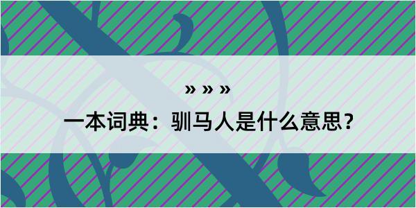 一本词典：驯马人是什么意思？