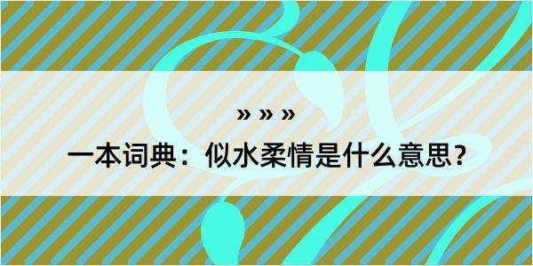 一本词典：似水柔情是什么意思？