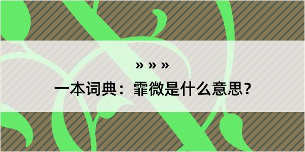 一本词典：霏微是什么意思？