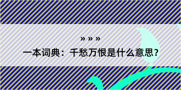 一本词典：千愁万恨是什么意思？