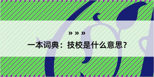 一本词典：技校是什么意思？