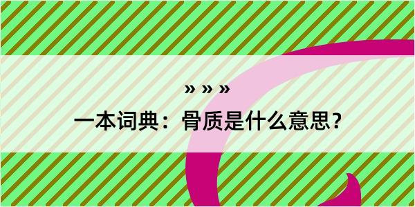 一本词典：骨质是什么意思？