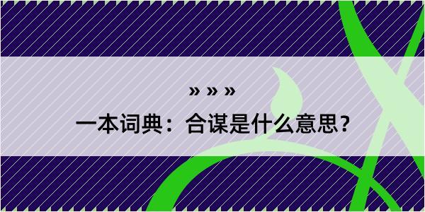 一本词典：合谋是什么意思？