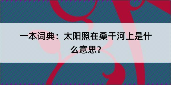 一本词典：太阳照在桑干河上是什么意思？