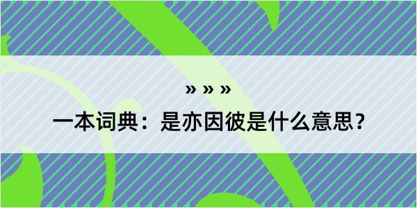 一本词典：是亦因彼是什么意思？